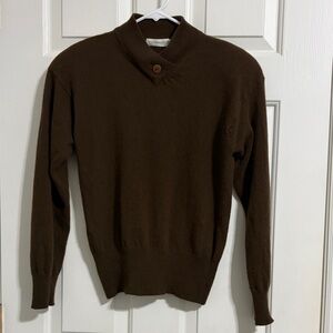 Vintage 80s Sportswear Systems V-Neck Brown Lambswool Sweater